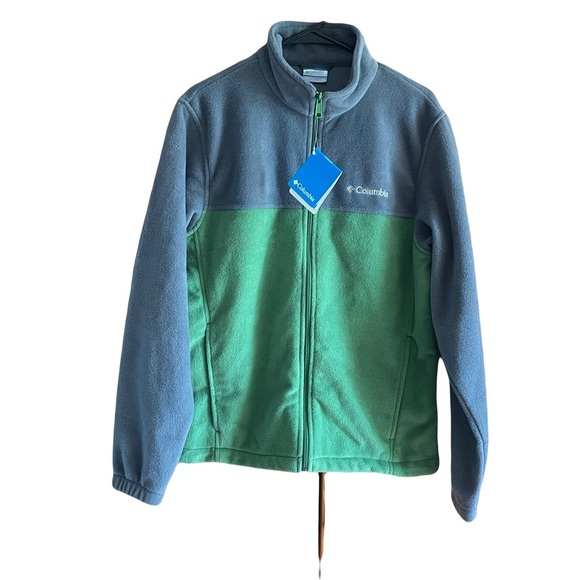 Columbia NWT men’s Blue and Green Fleece Jacket size medium - Picture 1 of 8